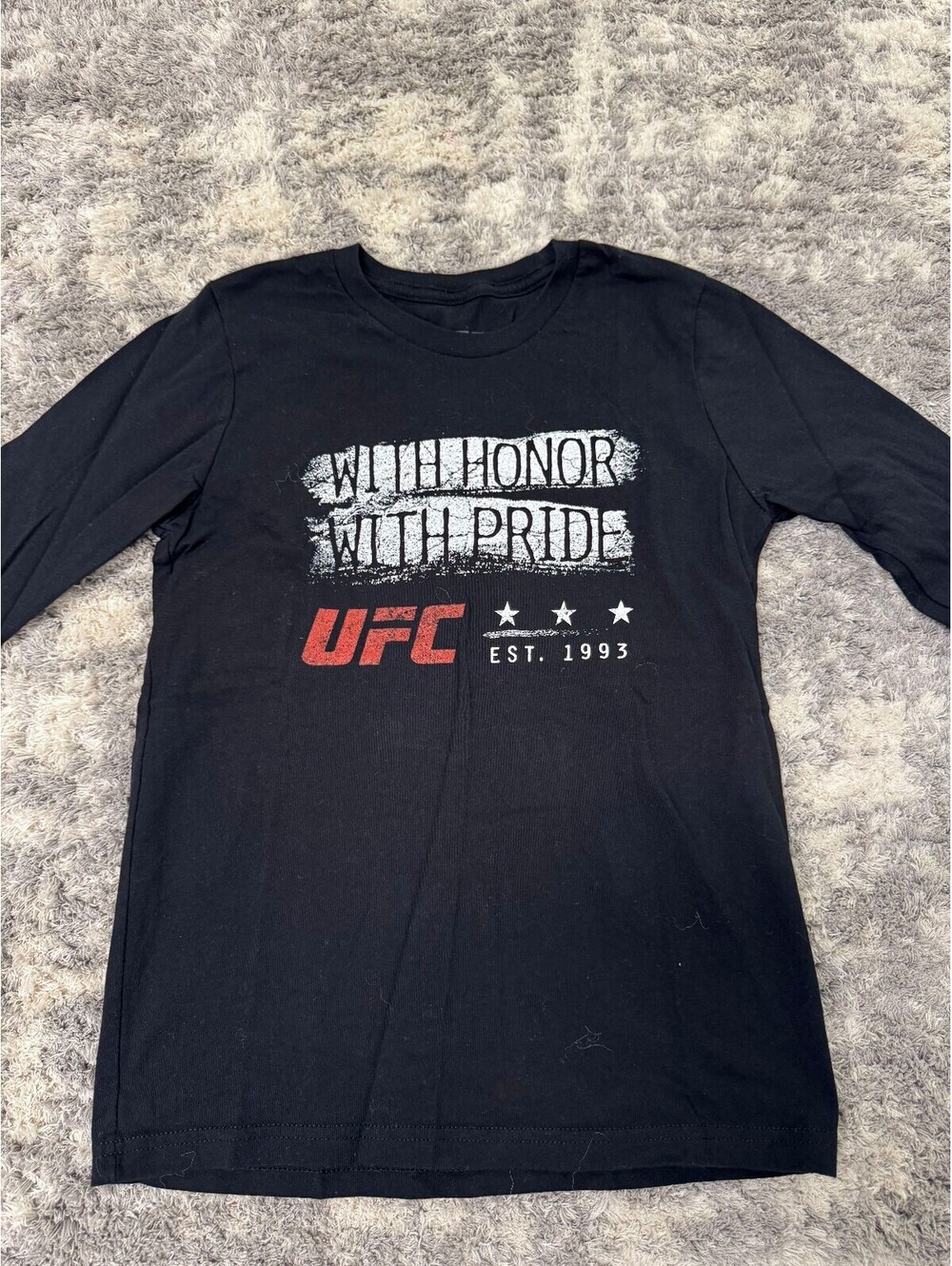 UFC Youth Boys Black Long Sleeve Graphic T-Shirt Size YM